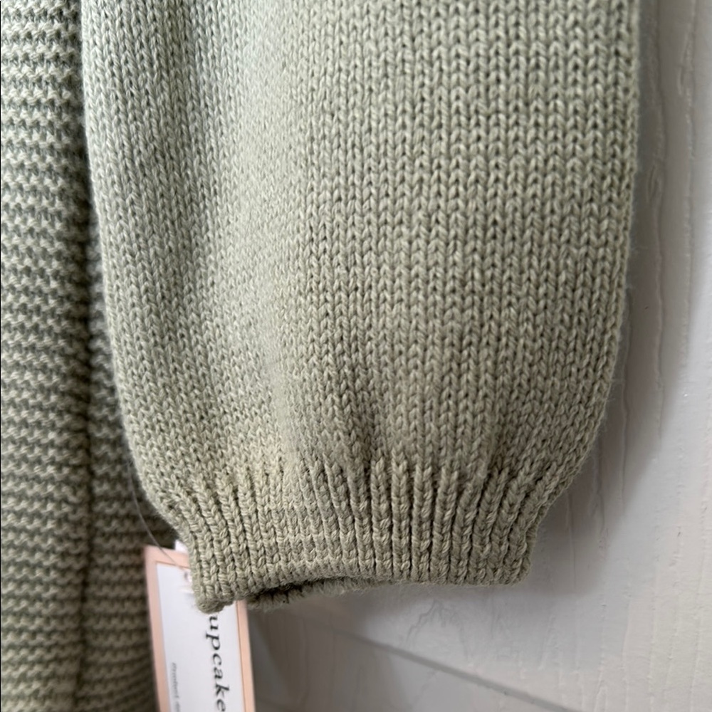 Green knit 2T boutique mock neck dress with matching headband (NWT) - Picture 6 of 8